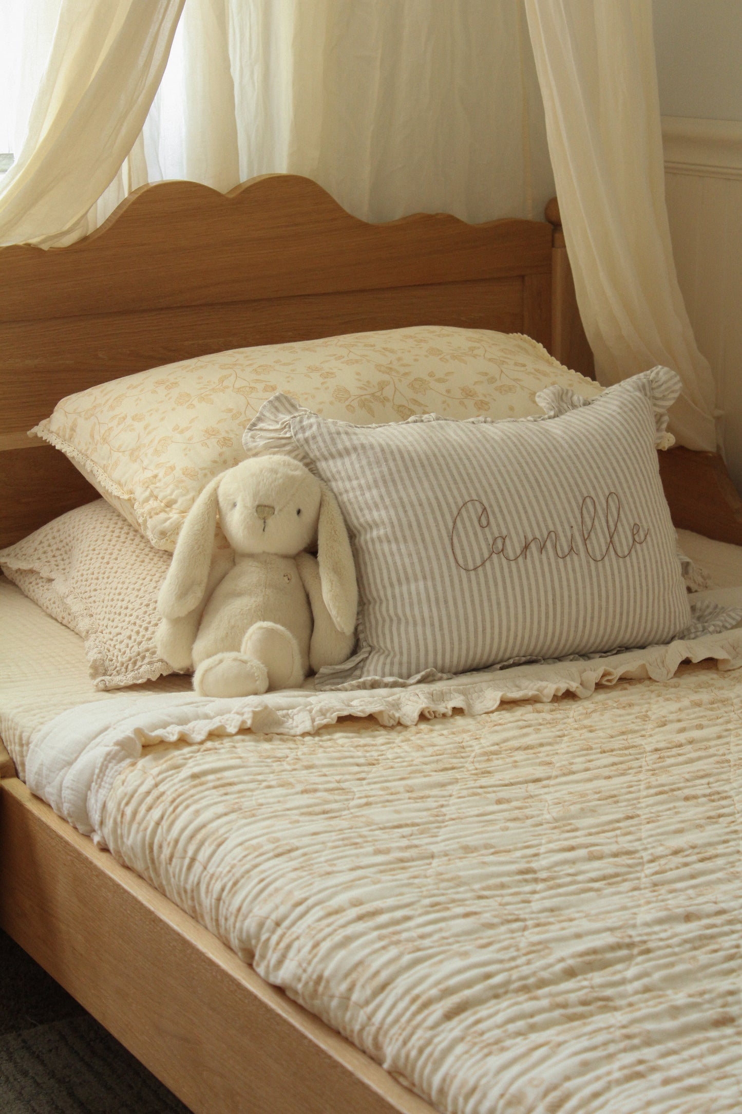 Big Kid Throw Blanket + Sham SET- Goldie Buttercream Floral