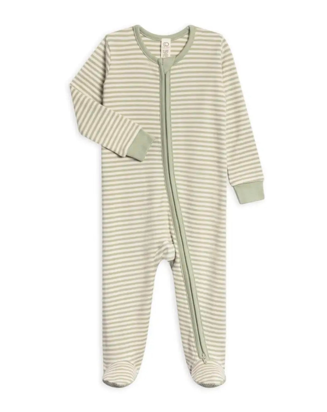 Peyton Zipper Sleeper- Mint Stripe