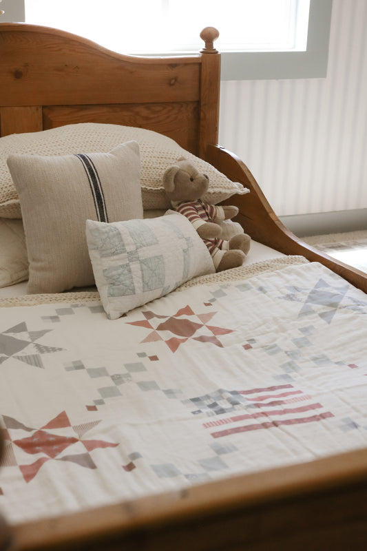 Vintage American Flag Quilt 6 Layer Gauze Blanket