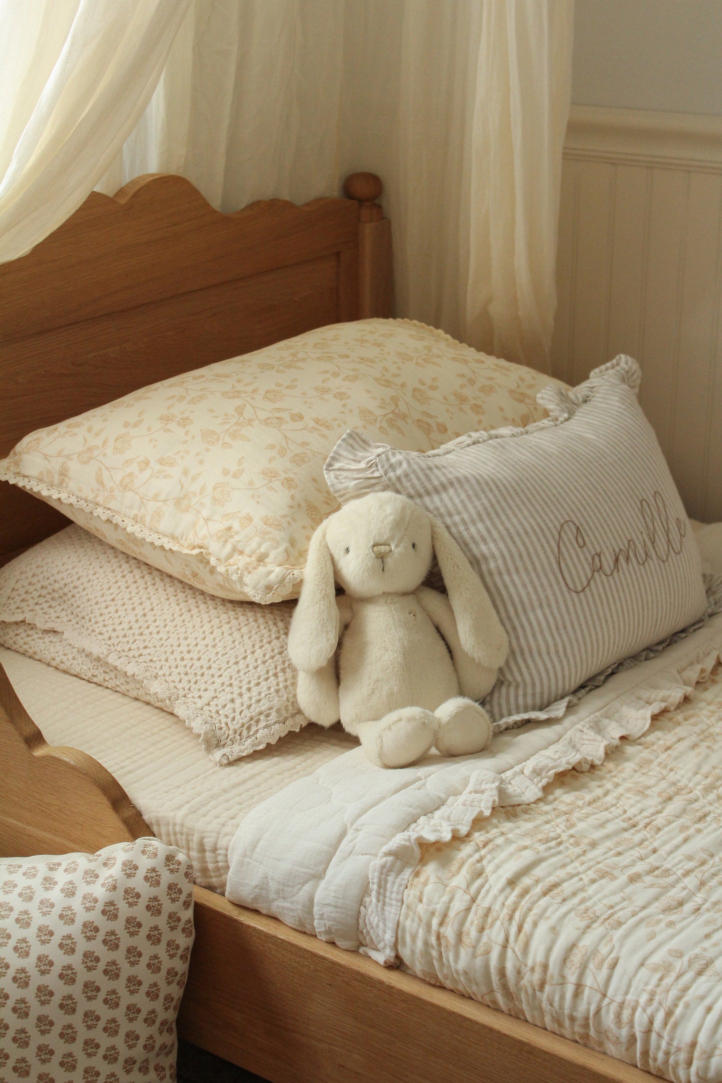 Big Kid Throw Blanket + Sham SET- Goldie Buttercream Floral