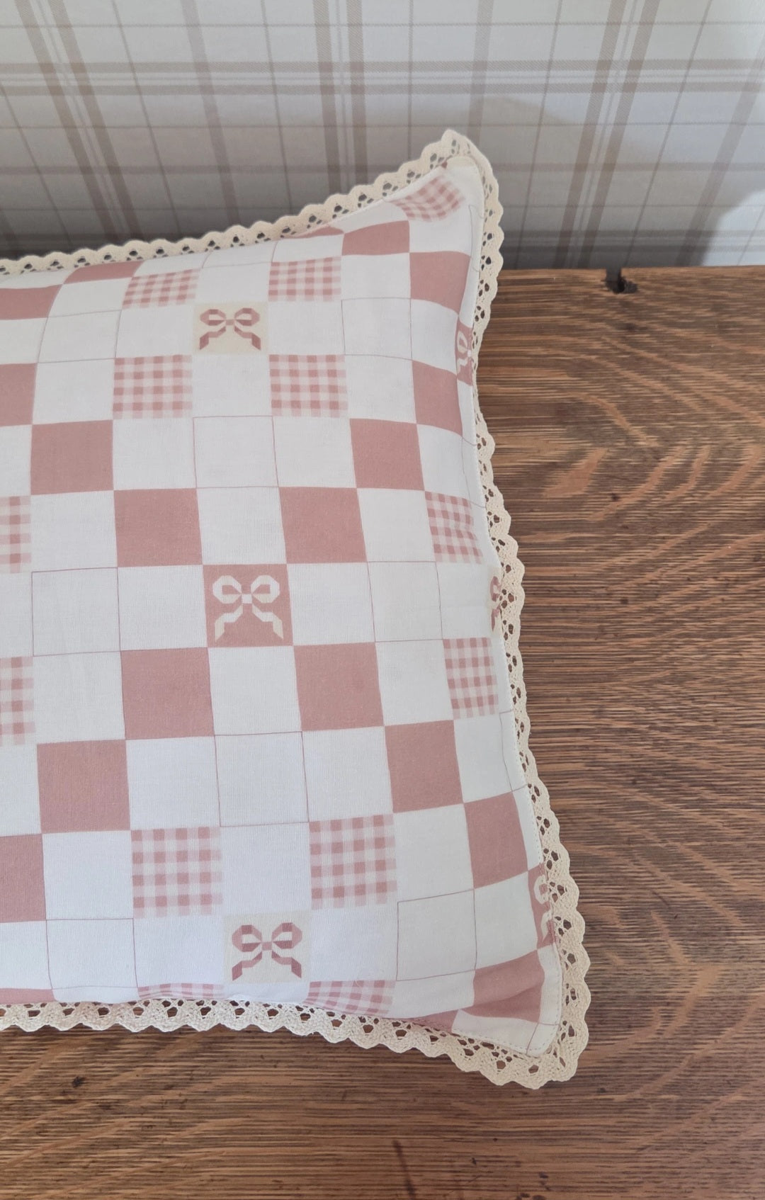 Big Kid Throw Blanket + Sham SET- Pink Bows and Gingham