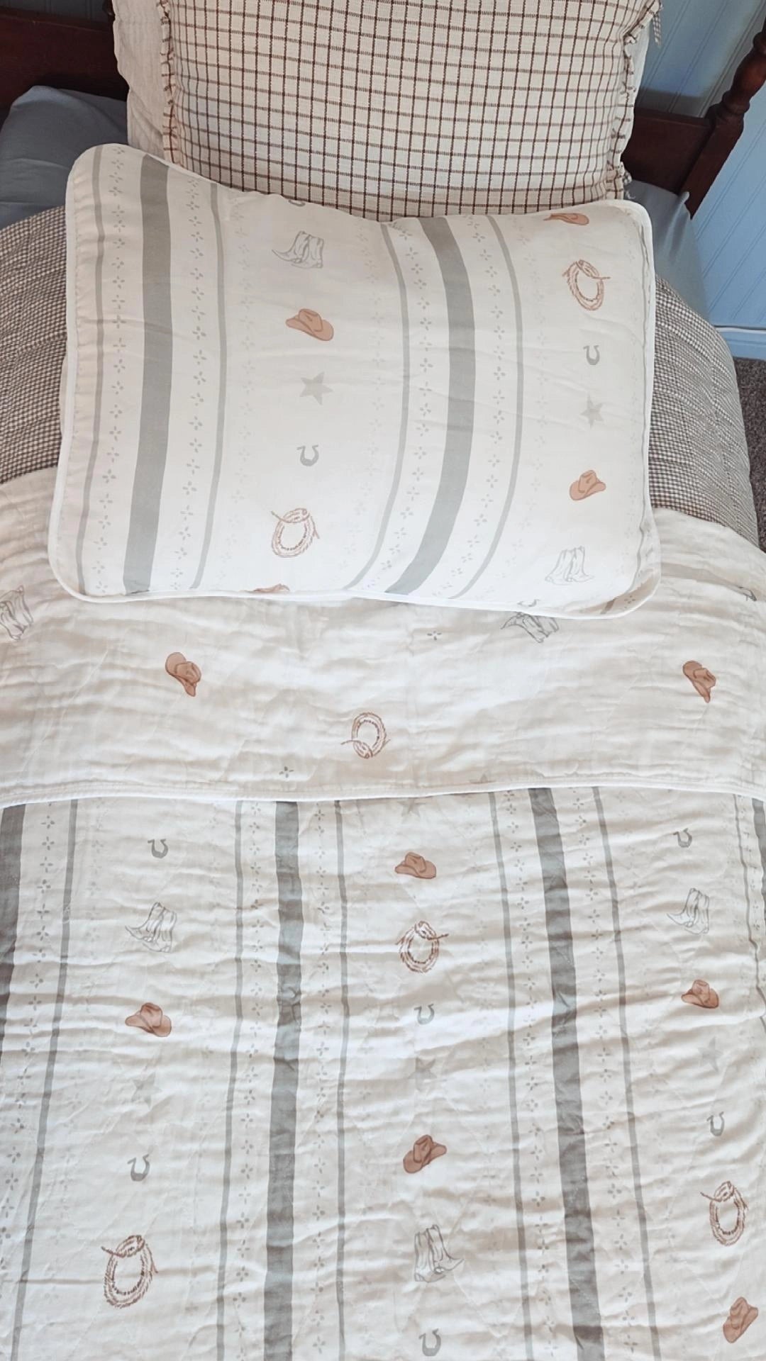 Big Kid Throw Blanket + Sham SET- Vintage Cowboy