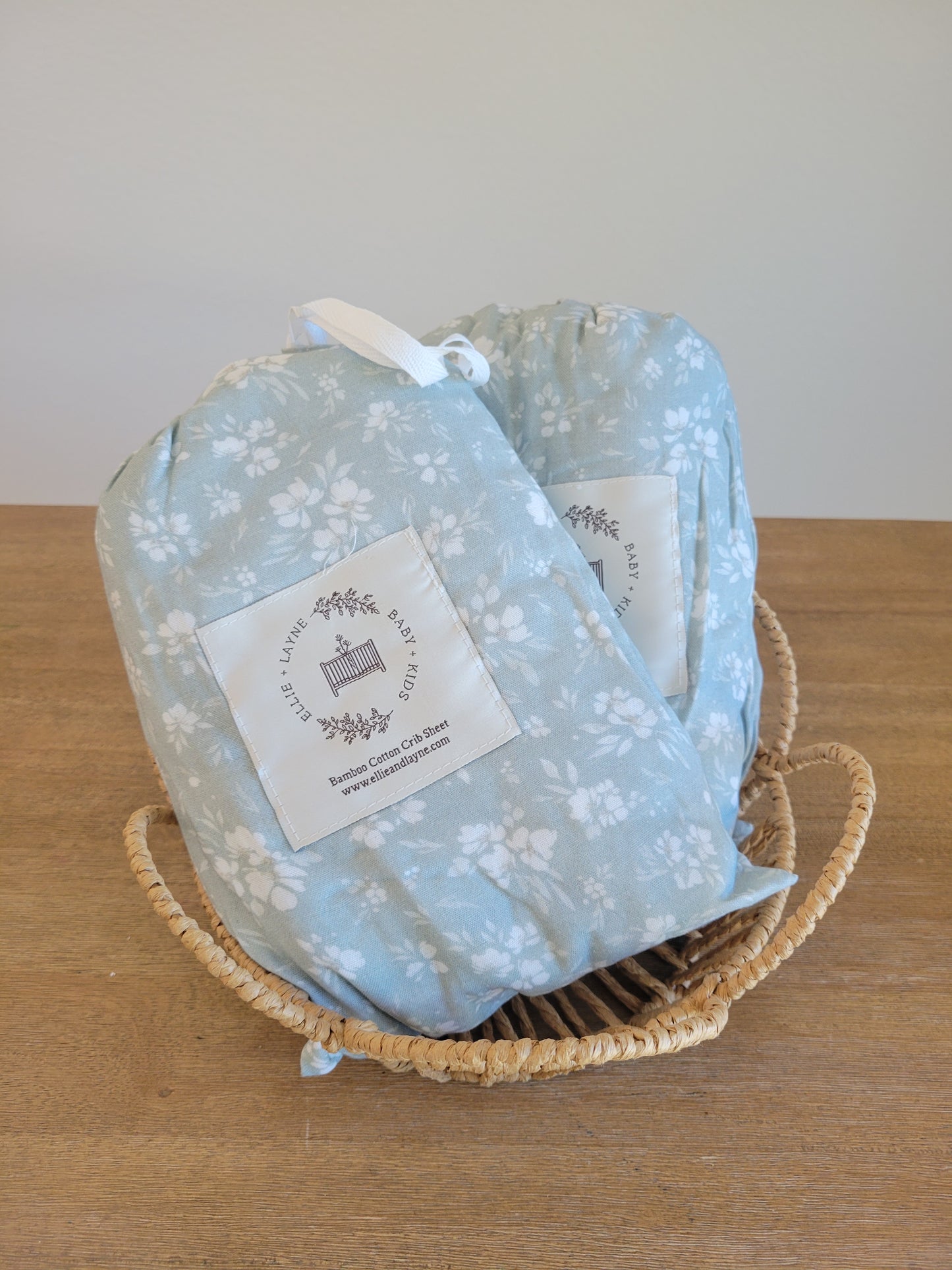 Daphne Icy Blue Floral Muslin Crib Sheet