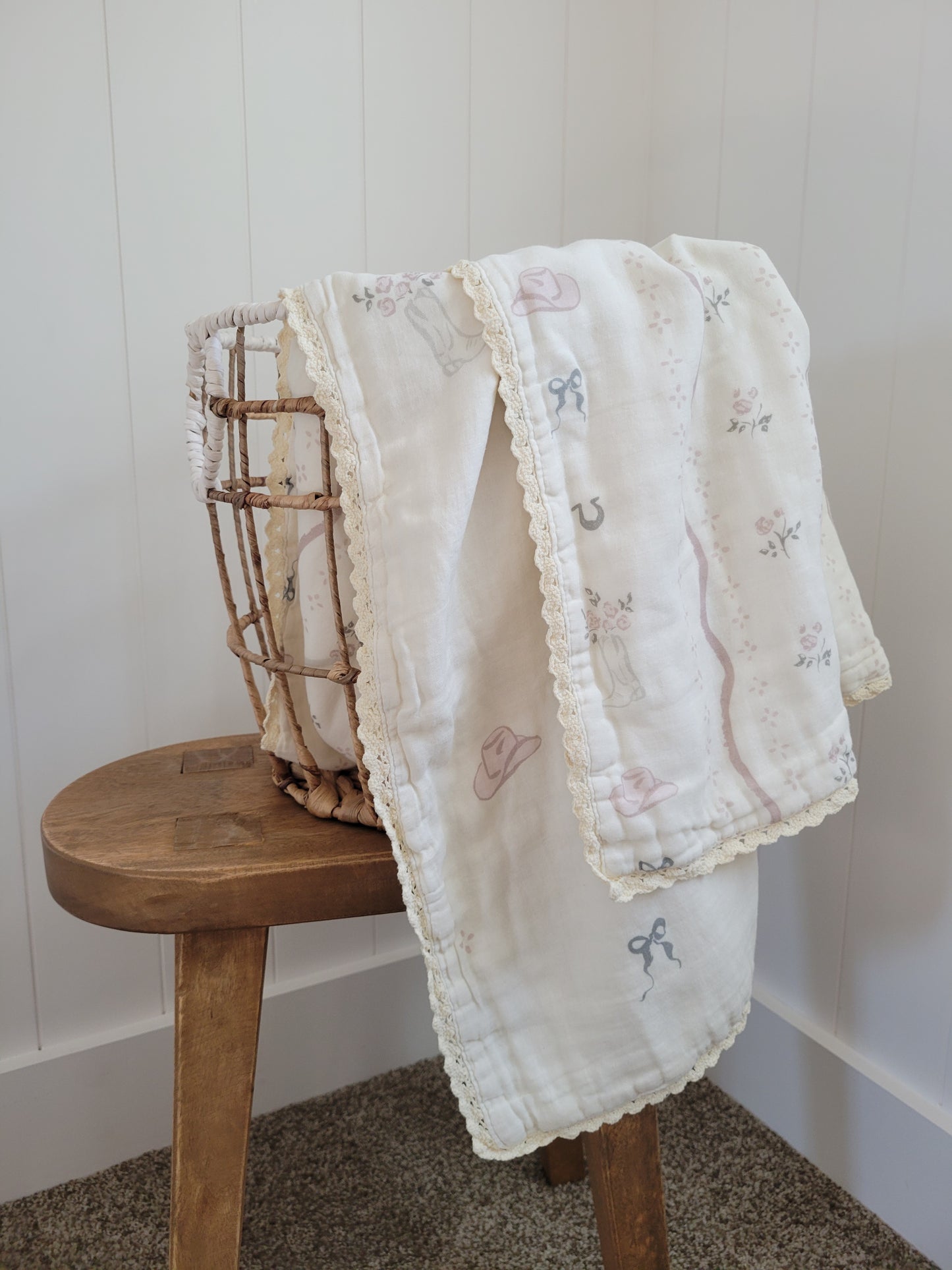 Vintage Country-Cowgirl 6 Layer Gauze Blanket