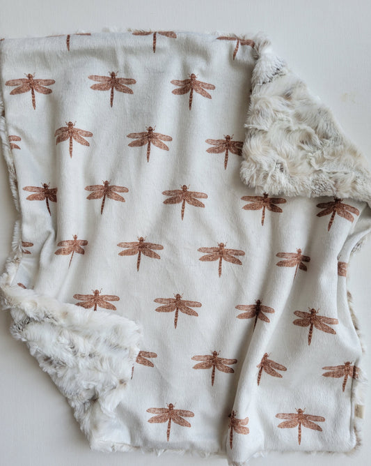 Cuddle Blanket Lovey- Rust Dragonflies