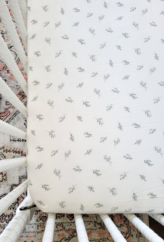 Sage Leaf Muslin Crib Sheet