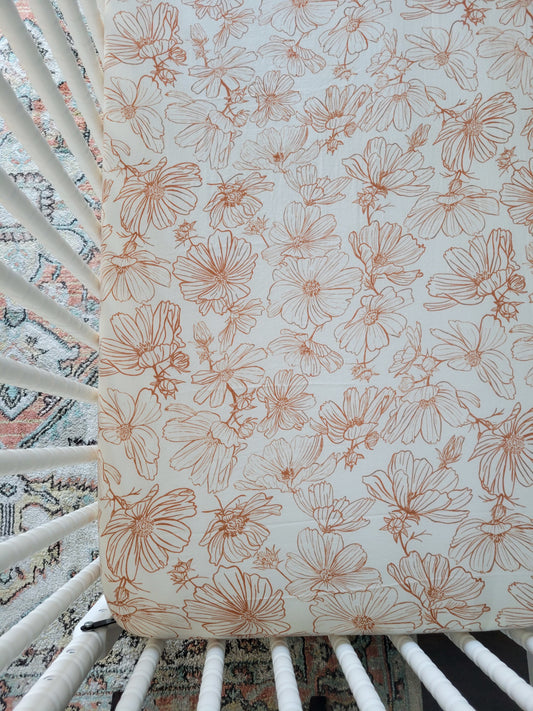 Copper Floral Crib Sheet