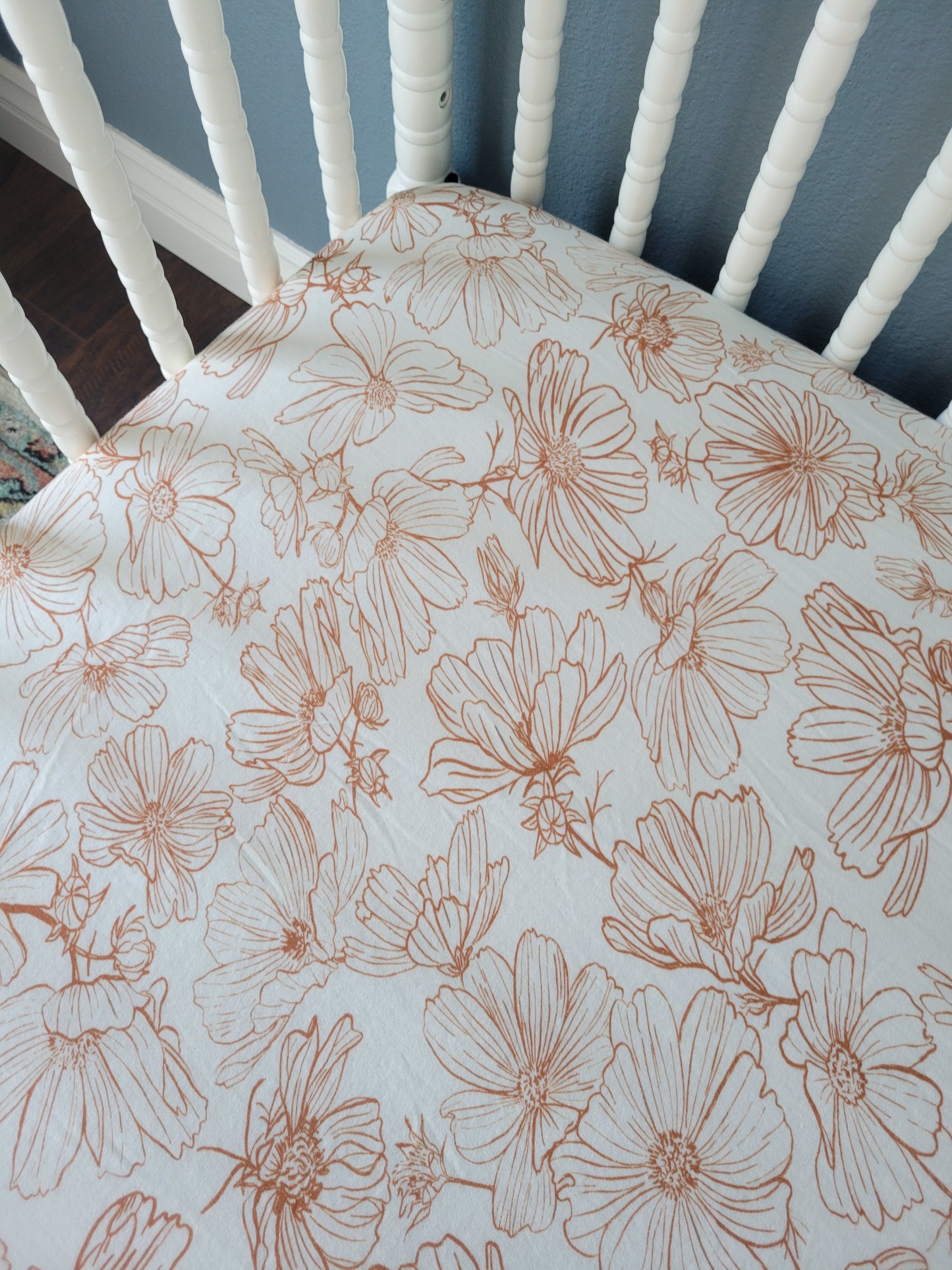 Copper Floral Crib Sheet