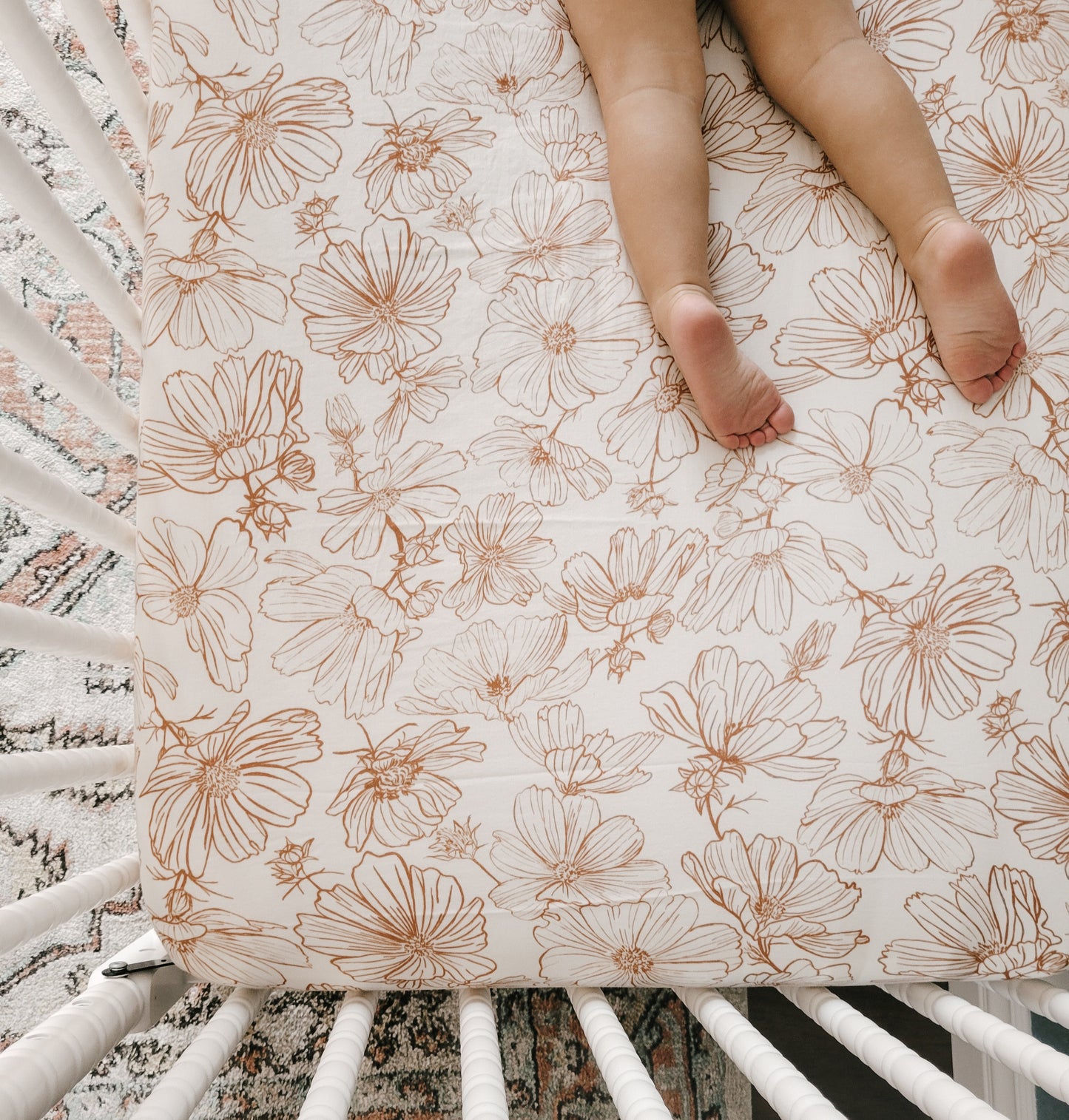 Copper Floral Crib Sheet