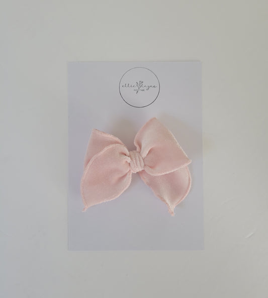 Small Emery Bow- Ballerina Pink Velvet