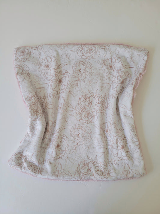 Cuddle Blanket Lovey- Taupe Sketched Peonies