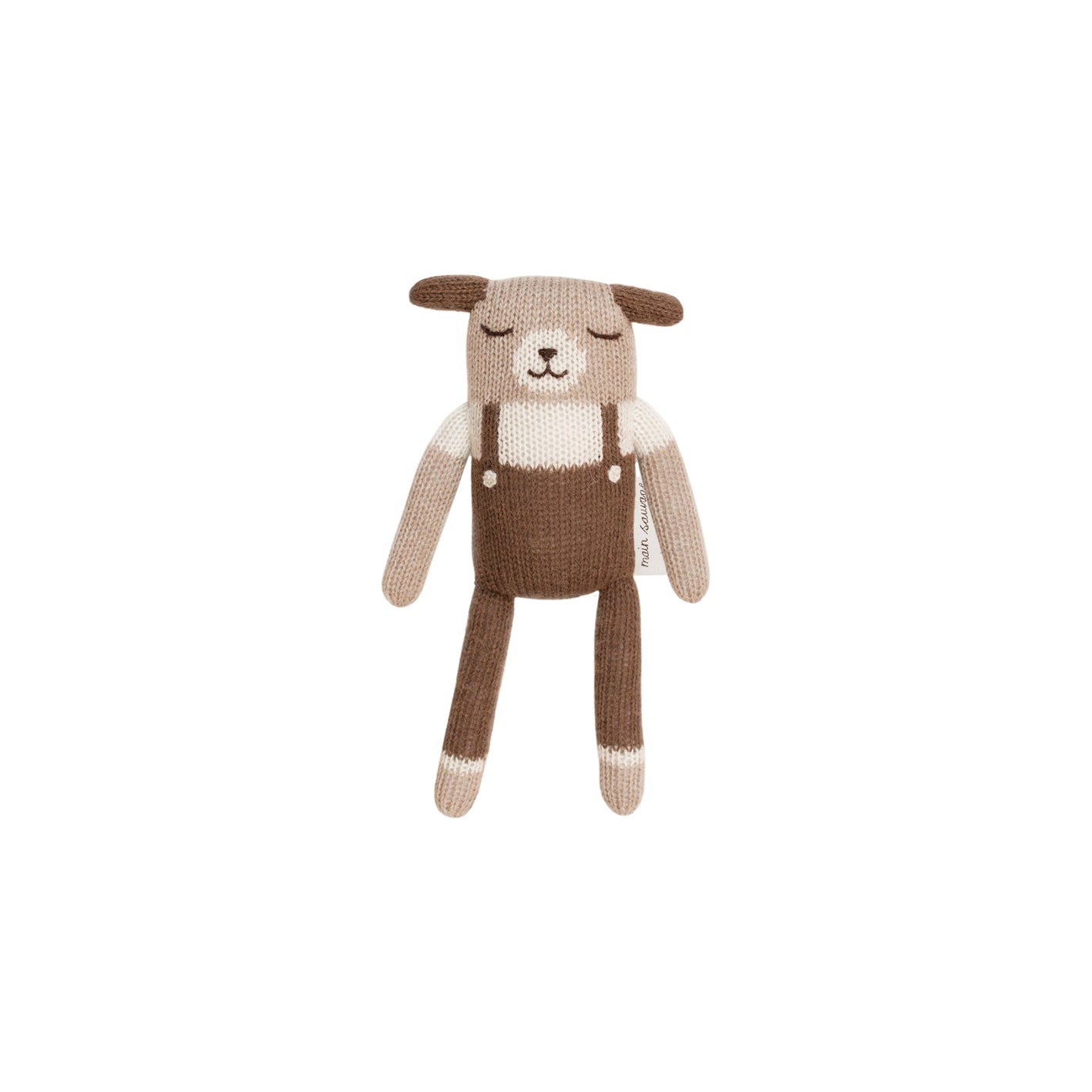 Puppy Knit Toy- Nut Overalls