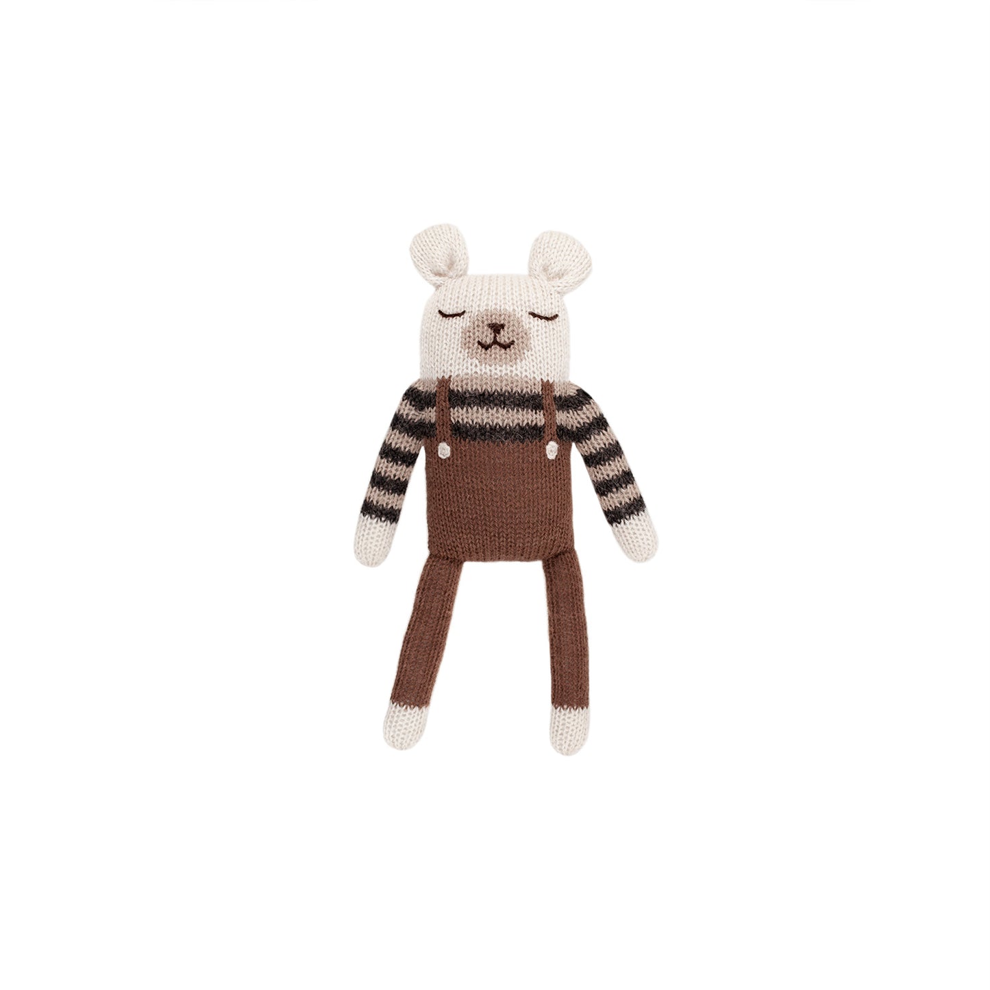 Polar Bear Knit Toy- Nut Overalls