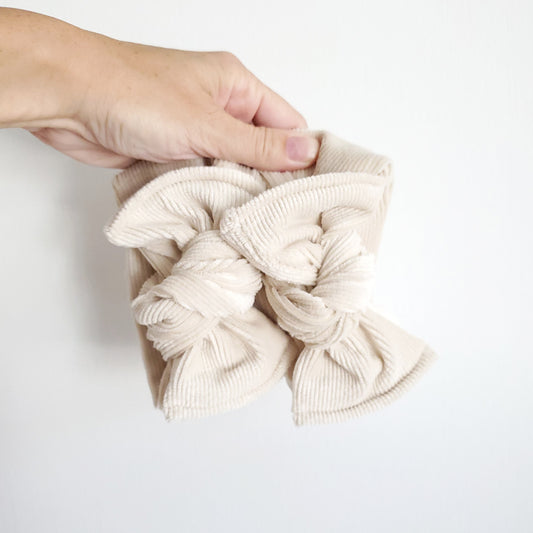 Headwrap- Warm Ivory Stretch Corduroy