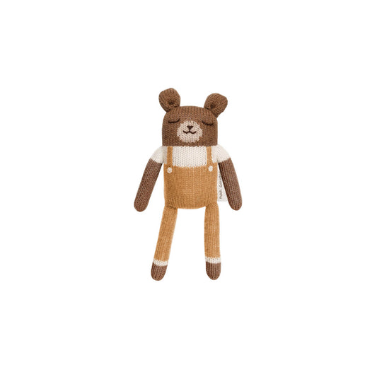 Teddy Knit Toy- Ochre Overalls