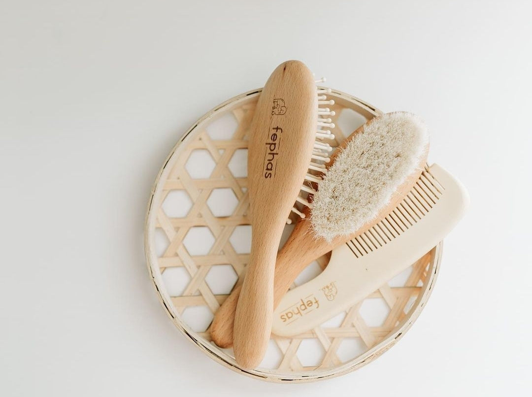 Wooden Baby Hair Brush Set